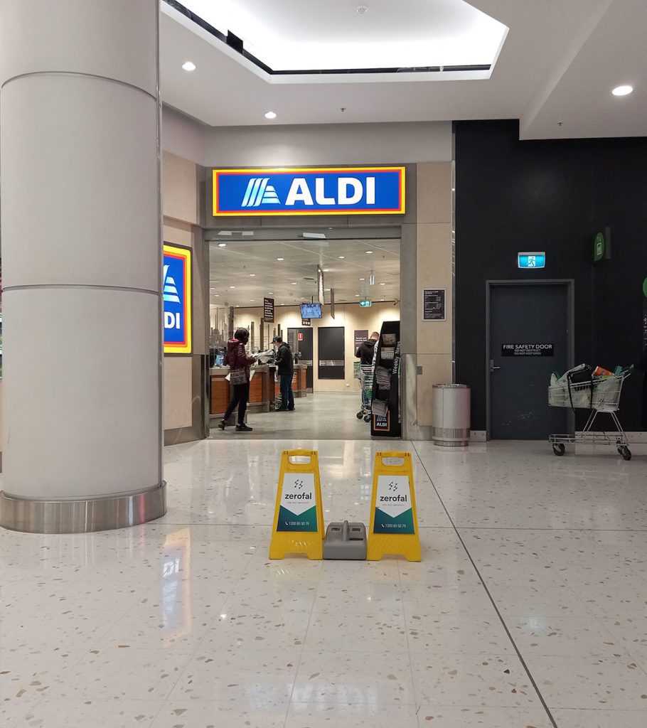 Dry slip resistance testing near an aldi shop